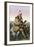 Daniel Boone, Pioneer of Kentucky, with His Rifle and Dog-null-Framed Giclee Print