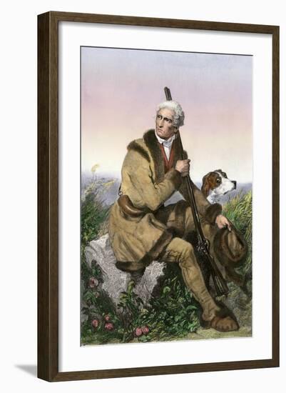 Daniel Boone, Pioneer of Kentucky, with His Rifle and Dog-null-Framed Giclee Print