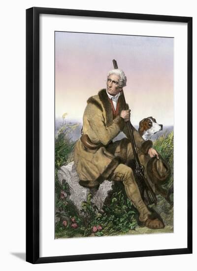 Daniel Boone, Pioneer of Kentucky, with His Rifle and Dog-null-Framed Giclee Print