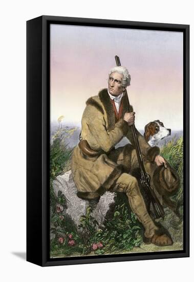 Daniel Boone, Pioneer of Kentucky, with His Rifle and Dog-null-Framed Stretched Canvas