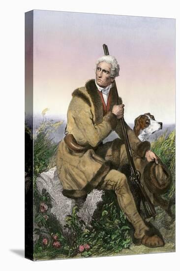 Daniel Boone, Pioneer of Kentucky, with His Rifle and Dog-null-Stretched Canvas