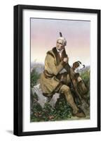 Daniel Boone, Pioneer of Kentucky, with His Rifle and Dog-null-Framed Premium Giclee Print