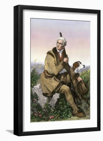 Daniel Boone, Pioneer of Kentucky, with His Rifle and Dog-null-Framed Premium Giclee Print