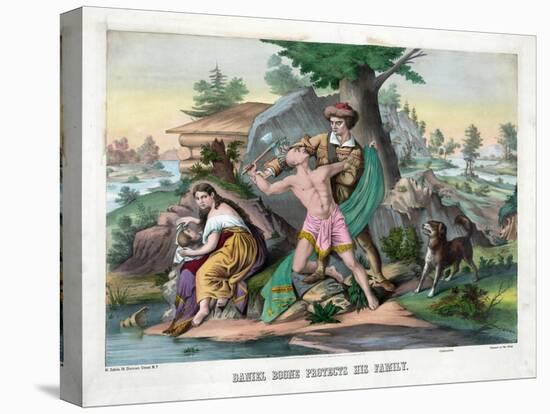 Daniel Boone Protects His Family-null-Stretched Canvas