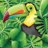 Toucan in the Green Bush Illustration-Daniel Cole-Framed Art Print