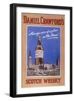 Daniel Crawford's Scotch Whisky - 'Always Sure of a Place in the House'-null-Framed Art Print