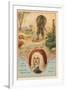 Daniel Defoe, English Novelist, and a Scene from Robinson Crusoe-null-Framed Giclee Print