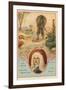 Daniel Defoe, English Novelist, and a Scene from Robinson Crusoe-null-Framed Giclee Print