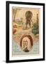 Daniel Defoe, English Novelist, and a Scene from Robinson Crusoe-null-Framed Giclee Print