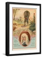 Daniel Defoe, English Novelist, and a Scene from Robinson Crusoe-null-Framed Giclee Print