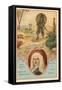 Daniel Defoe, English Novelist, and a Scene from Robinson Crusoe-null-Framed Stretched Canvas