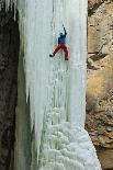 A Male Ice Climber Climbing the 6th Pitch of Broken Hearts, (Wi5), Cody Wyoming-Daniel Gambino-Framed Photographic Print