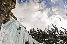 A Male Ice Climber Climbing the 6th Pitch of Broken Hearts, (Wi5), Cody Wyoming-Daniel Gambino-Framed Photographic Print