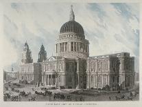South-East View of St Paul's Cathedral with Figures and Carriages Outside, City of London, 1818-Daniel Havell-Giclee Print
