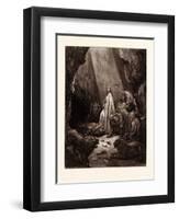 Daniel in the Den of Lions, by Gustave Dore, 1832 - 1883-Gustave Dore-Framed Premium Giclee Print