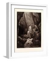 Daniel in the Den of Lions, by Gustave Dore, 1832 - 1883-Gustave Dore-Framed Giclee Print