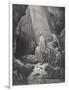 Daniel in the Den of Lions, Daniel 6:16-17, Illustration from Dore's 'The Holy Bible', Engraved…-Gustave Doré-Framed Giclee Print