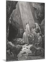 Daniel in the Den of Lions, Daniel 6:16-17, Illustration from Dore's 'The Holy Bible', Engraved…-Gustave Doré-Mounted Giclee Print