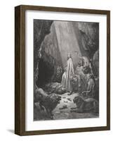 Daniel in the Den of Lions, Daniel 6:16-17, Illustration from Dore's 'The Holy Bible', Engraved…-Gustave Doré-Framed Giclee Print