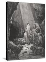 Daniel in the Den of Lions, Daniel 6:16-17, Illustration from Dore's 'The Holy Bible', Engraved…-Gustave Doré-Stretched Canvas