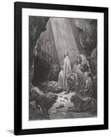 Daniel in the Den of Lions, Daniel 6:16-17, Illustration from Dore's 'The Holy Bible', Engraved…-Gustave Doré-Framed Giclee Print