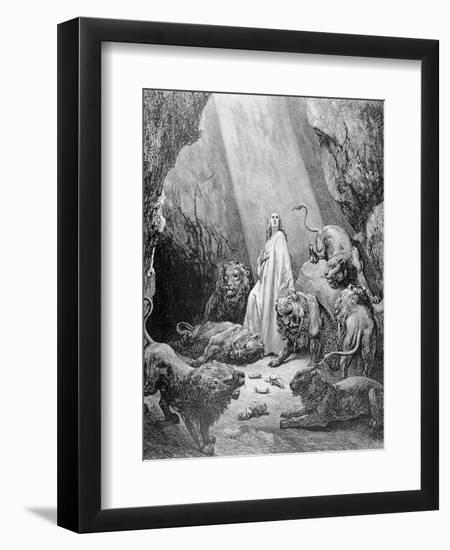 Daniel in the Den of Lions, Engraved by Antoine Alphee Piaud, C.1868-Gustave Doré-Framed Giclee Print