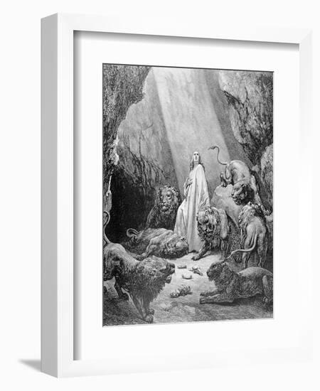 Daniel in the Den of Lions, Engraved by Antoine Alphee Piaud, C.1868-Gustave Doré-Framed Giclee Print