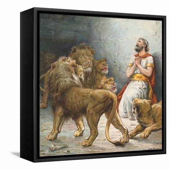 Daniel in the Lion's Den-Ambrose Dudley-Framed Stretched Canvas
