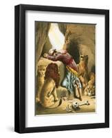 Daniel in the Lion's Den-English-Framed Giclee Print