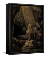 Daniel in the lions ' den, by Doré - Bible-Gustave Dore-Framed Stretched Canvas