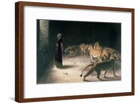 Daniel in the Lions Den, Mezzotint by J. B. Pratt, with Hand Colouring-Briton Rivi?re-Framed Giclee Print