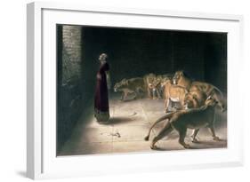 Daniel in the Lions Den, Mezzotint by J. B. Pratt, with Hand Colouring-Briton Rivi?re-Framed Giclee Print