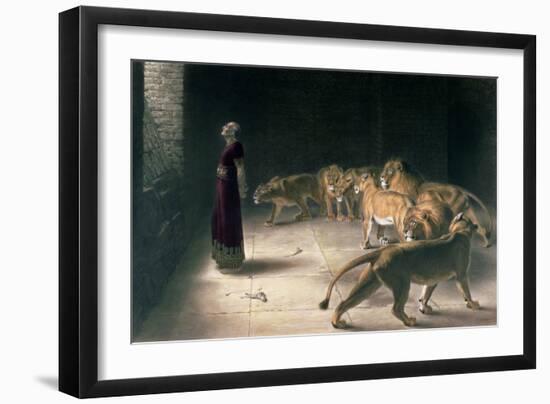 Daniel in the Lions Den, Mezzotint by J. B. Pratt, with Hand Colouring-Briton Rivi?re-Framed Premium Giclee Print