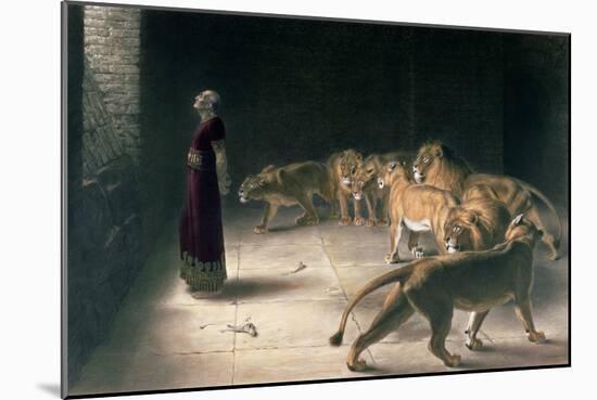 Daniel in the Lions Den, Mezzotint by J. B. Pratt, with Hand Colouring-Briton Rivi?re-Mounted Premium Giclee Print