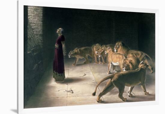 Daniel in the Lions Den, Mezzotint by J. B. Pratt, with Hand Colouring-Briton Rivi?re-Framed Giclee Print