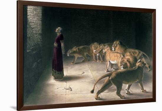 Daniel in the Lions Den, Mezzotint by J. B. Pratt, with Hand Colouring-Briton Rivi?re-Framed Giclee Print