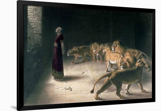 Daniel in the Lions Den, Mezzotint by J. B. Pratt, with Hand Colouring-Briton Rivi?re-Framed Giclee Print