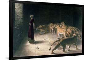 Daniel in the Lions Den, Mezzotint by J. B. Pratt, with Hand Colouring-Briton Rivi?re-Framed Giclee Print