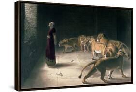 Daniel in the Lions Den, Mezzotint by J. B. Pratt, with Hand Colouring-Briton Rivi?re-Framed Stretched Canvas