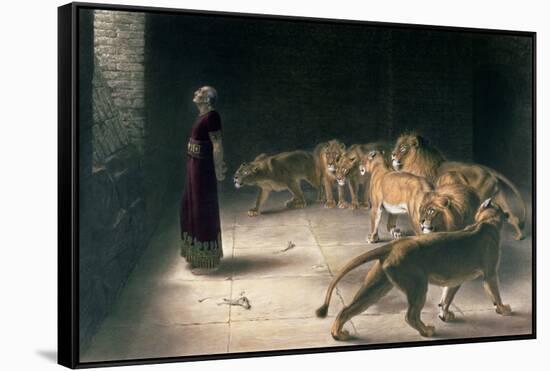 Daniel in the Lions Den, Mezzotint by J. B. Pratt, with Hand Colouring-Briton Rivi?re-Framed Stretched Canvas