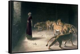 Daniel in the Lions Den, Mezzotint by J. B. Pratt, with Hand Colouring-Briton Rivi?re-Framed Stretched Canvas