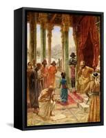 Daniel interprets dream of Nebuchadnezzar - Bible-William Brassey Hole-Framed Stretched Canvas