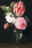 Roses, Tulips, Lilies, an Iris, a Fritillary and Other Flowers in a Painted Vase with Fruit on a…-Daniel Seghers-Giclee Print