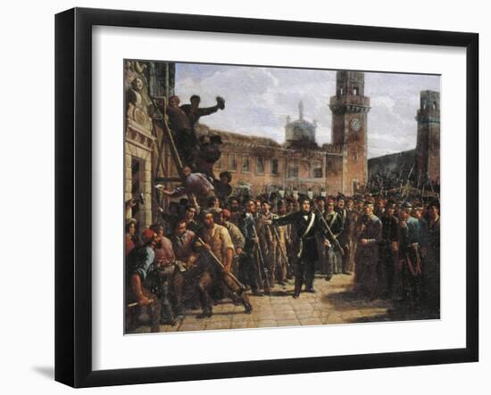 Daniele Manin Demands Austrian Surrender of the Venetian Arsenal, 1848-Vincenzo Coronelli-Framed Giclee Print