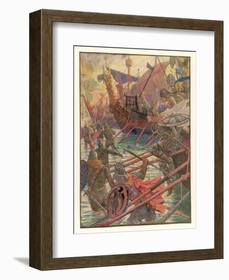 Danish Attacks on the English Coast-Henry Justice Ford-Framed Art Print