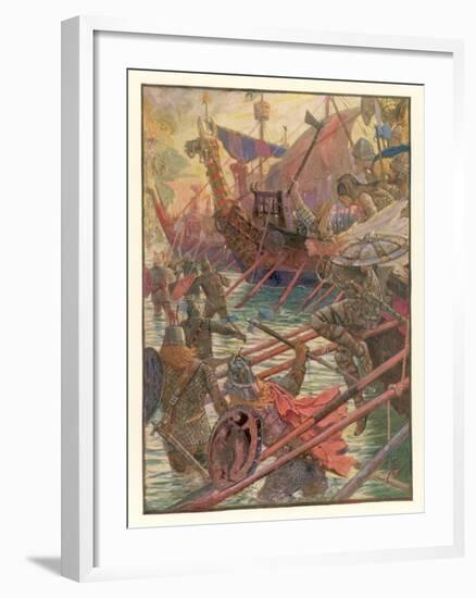 Danish Attacks on the English Coast-Henry Justice Ford-Framed Art Print