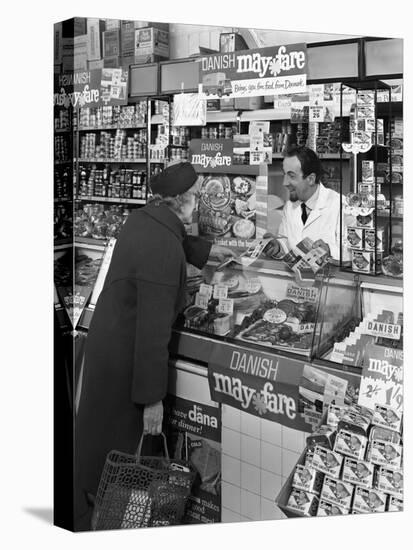 Danish Bacon May Fare Shop Display, Wath Upon Dearne, South Yorkshire, 1964-Michael Walters-Stretched Canvas