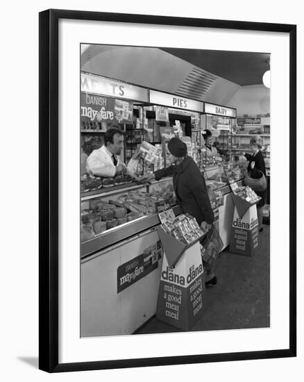Danish Bacon May Fare Shop Display, Wath Upon Dearne, South Yorkshire, 1964-Michael Walters-Framed Photographic Print