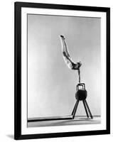 Danish Gymnastics Champion Hans Elmann Executing High Front Vault-Gjon Mili-Framed Photographic Print