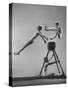 Danish Gymnasts Erik Hansen Followed by John Thomsen Do High Thief Jump as Team Member Braces Buck-Gjon Mili-Stretched Canvas